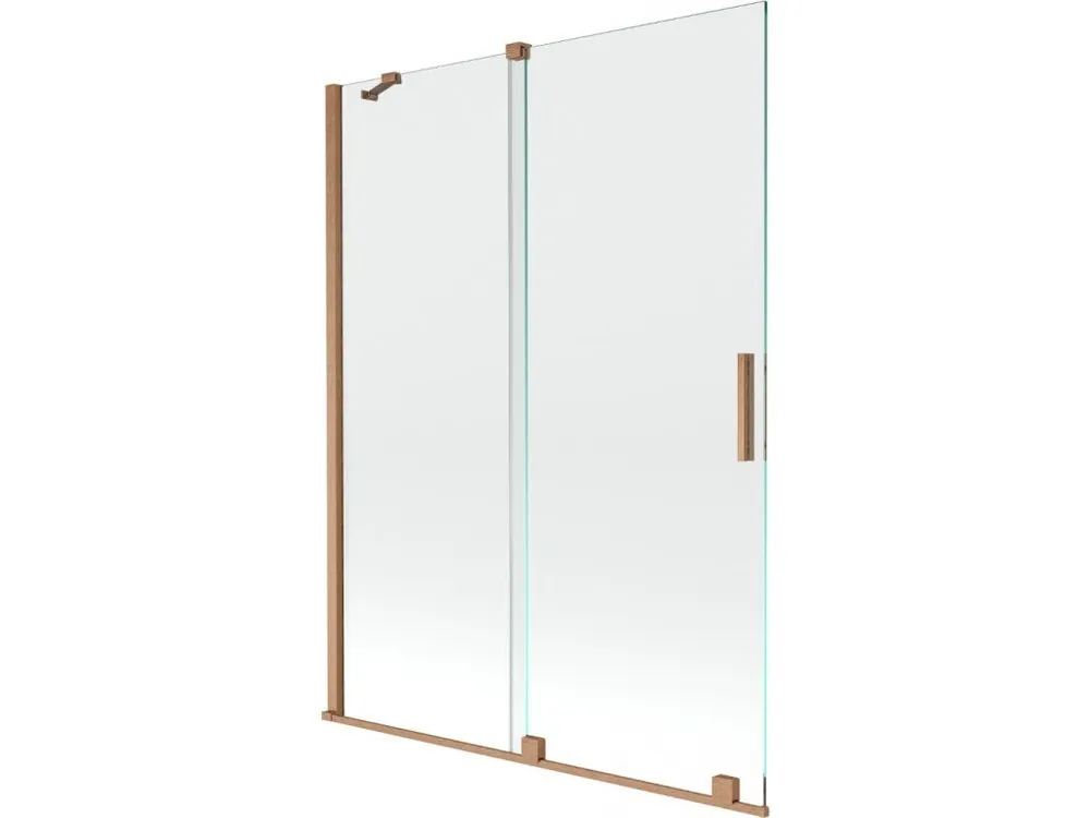 MEXEN/S - Velar Dvoukřídlá posuvná vanová zástěna 130 x 150, transparent, kartáčovaná měď 896-130-000-01-65 Levný