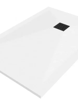 Originální MEXEN/S - Stone+ obdélníková sprchová vanička 100 x 90, bílá, mřížka černá 44109010-B