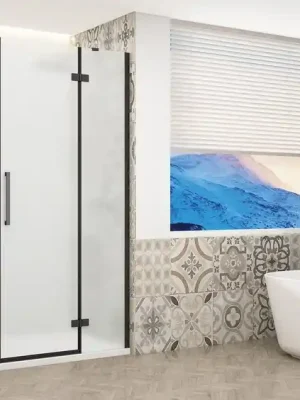 Značkový Sprchové dveře do niky 80 cm Trinity Black profil černá matné sklo pravé