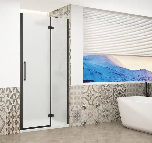 Značkový Sprchové dveře do niky 80 cm Trinity Black profil černá matné sklo pravé