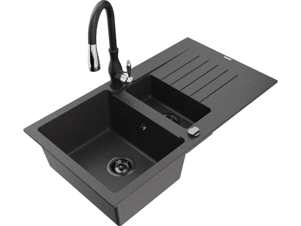 Top Prodej MEXEN/S - Matias granitový dřez 1.5 z ociekaczem včetně baterie Savita, černá kropenatá 6502-76-672601-70-B