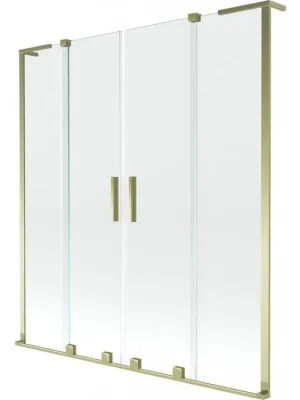 MEXEN/S - Velar L Duo dvoukřídlá posuvná vanová zástěna 140 x 150, transparent, zlatá 896-140-003-02-50 Nakupujte Hned