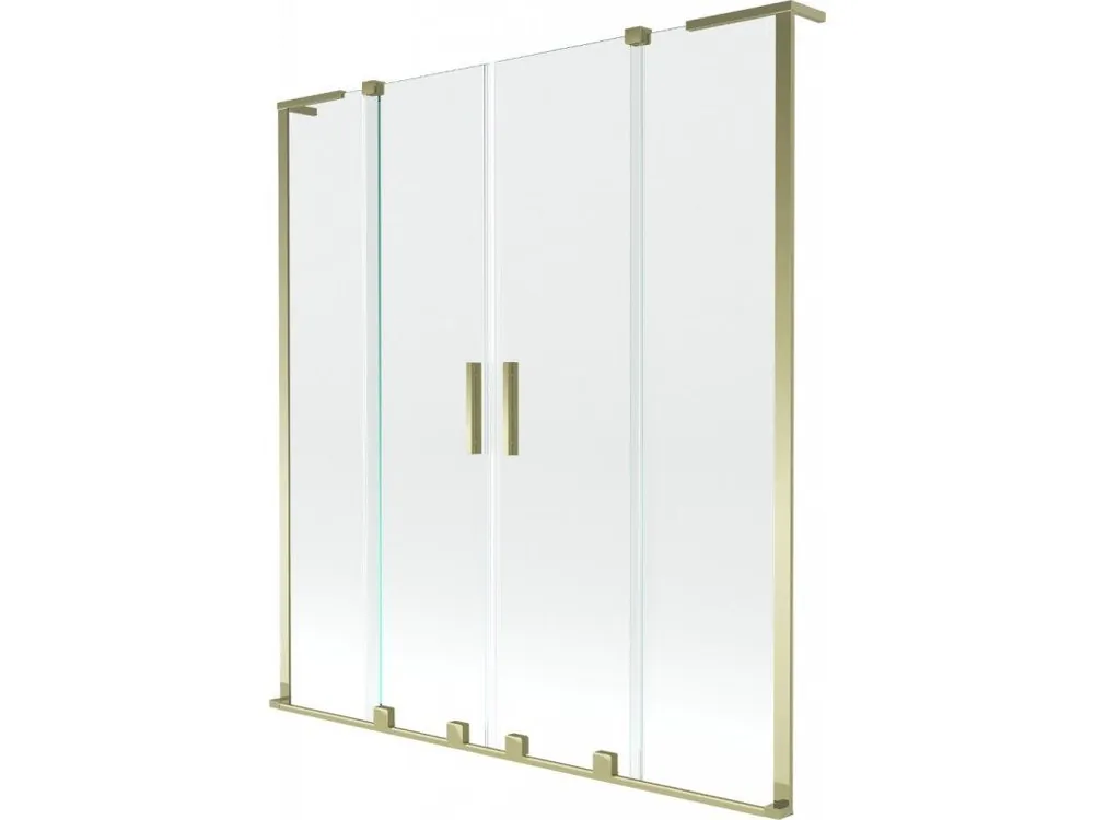 MEXEN/S - Velar L Duo dvoukřídlá posuvná vanová zástěna 140 x 150, transparent, zlatá 896-140-003-02-50 Nakupujte Hned