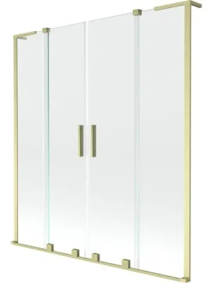 Odeslání Ihned MEXEN/S - Velar L Duo dvoukřídlá posuvná vanová zástěna 140 x 150, transparent, zlatá kartáčovaná 896-140-003-02-55
