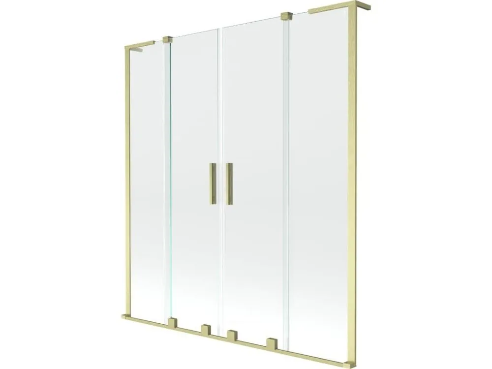 Odeslání Ihned MEXEN/S - Velar L Duo dvoukřídlá posuvná vanová zástěna 140 x 150, transparent, zlatá kartáčovaná 896-140-003-02-55