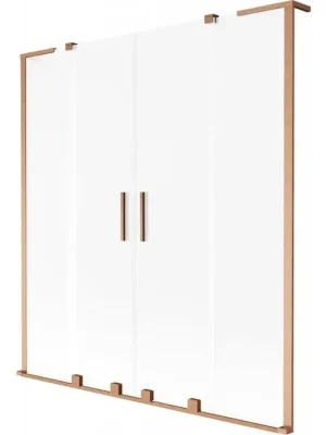 MEXEN/S - Velar L Duo dvoukřídlá posuvná vanová zástěna 140 x 150, dekor, měď kartáčovaná 896-140-003-32-65 Jen Po Omezenou Doba