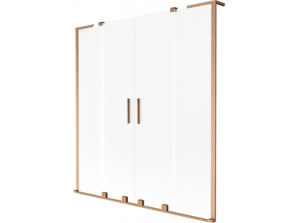 MEXEN/S - Velar L Duo dvoukřídlá posuvná vanová zástěna 140 x 150, dekor, měď kartáčovaná 896-140-003-32-65 Jen Po Omezenou Doba