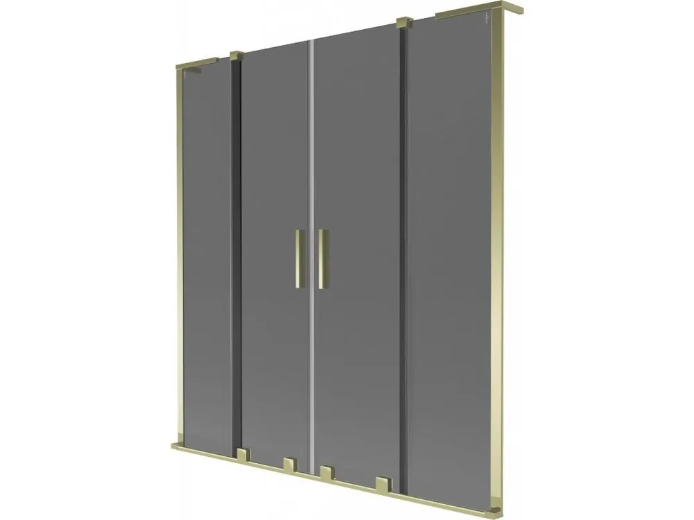 MEXEN/S - Velar L Duo dvoukřídlá posuvná vanová zástěna 140 x 150, grafit, zlatá 896-140-003-42-50 Časově Omezené