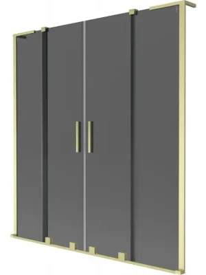 Ihned K Objednání MEXEN/S - Velar L Duo dvoukřídlá posuvná vanová zástěna 140 x 150, grafit, zlatá kartáčovaná 896-140-003-42-55
