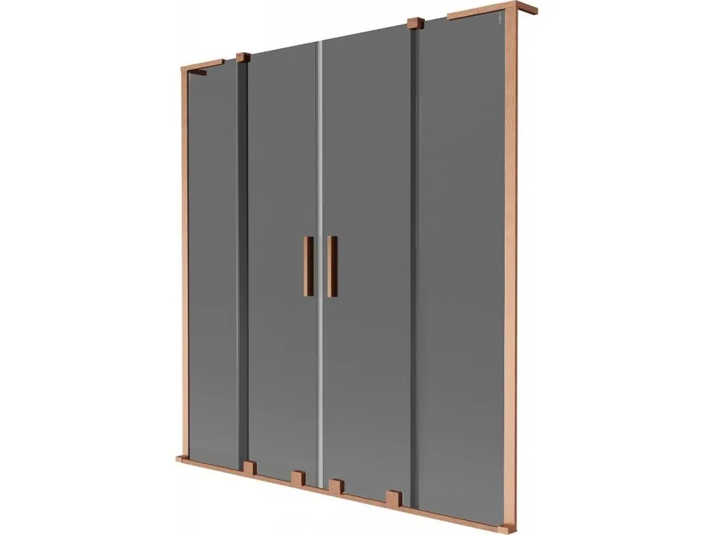 Sezónní Sleva MEXEN/S - Velar L Duo dvoukřídlá posuvná vanová zástěna 140 x 150, grafit, měď kartáčovaná 896-140-003-42-65