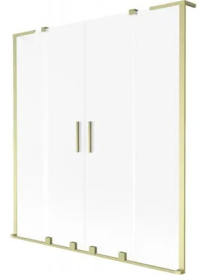 MEXEN/S - Velar L Duo dvoukřídlá posuvná vanová zástěna 150 x 150, dekor, zlatá kartáčovaná 896-150-003-32-55 Výhodná Nabídka