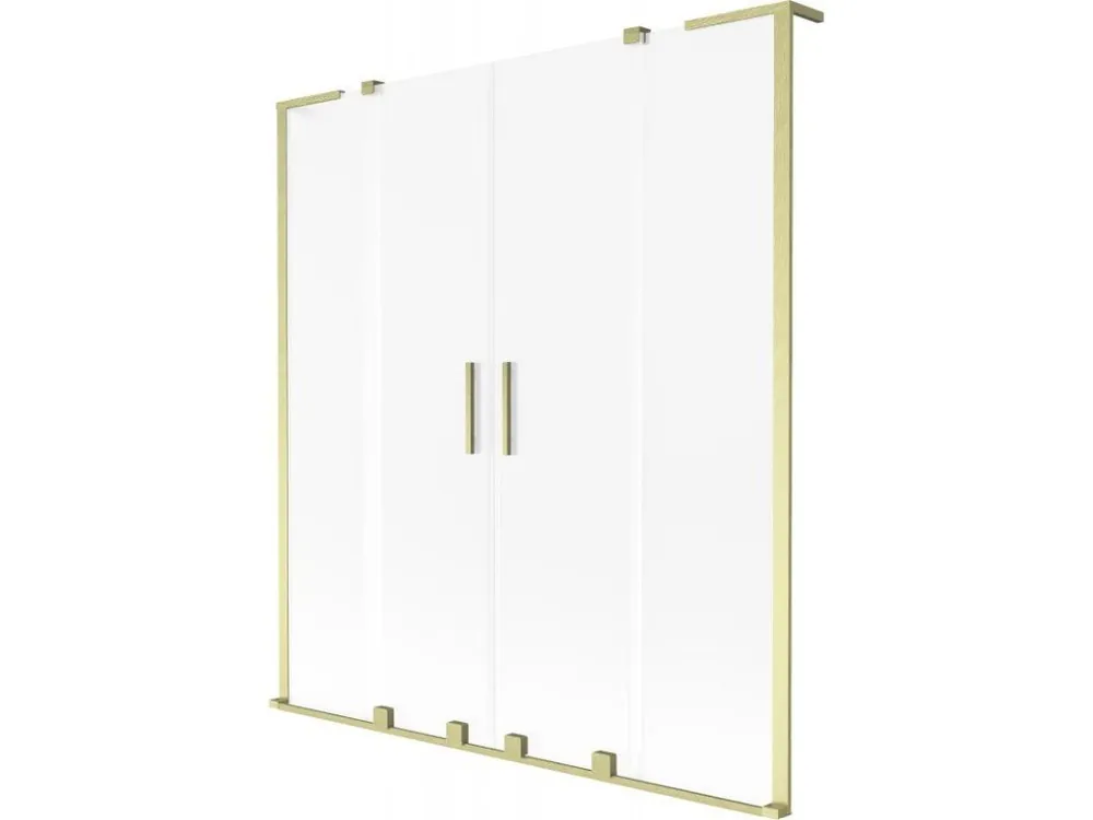 MEXEN/S - Velar L Duo dvoukřídlá posuvná vanová zástěna 150 x 150, dekor, zlatá kartáčovaná 896-150-003-32-55 Výhodná Nabídka