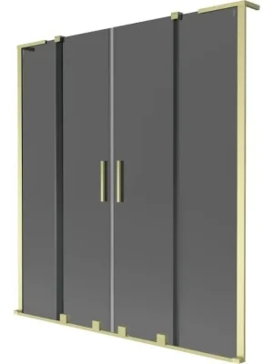 Expresní Doručení MEXEN/S - Velar L Duo dvoukřídlá posuvná vanová zástěna 150 x 150, grafit, zlatá kartáčovaná 896-150-003-42-55