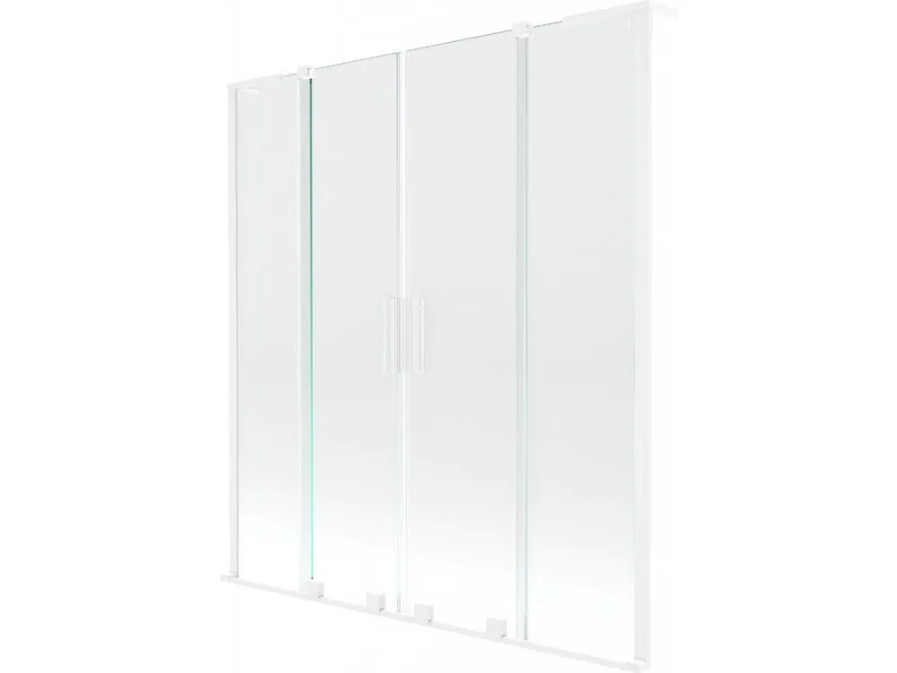 MEXEN/S - Velar L Duo dvoukřídlá posuvná vanová zástěna 160 x 150, transparent, bílá 896-160-003-02-20 Výprodej