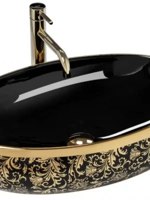 Sezónní Sleva REA - Umyvadlo na desku Meryl 60x40,5 černozlatá REA-U8811