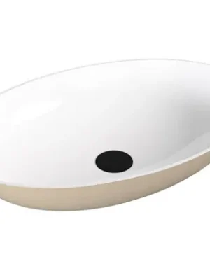 Akce Polysan BANERA OVAL umyvadlo na desku, litý mramor, 60x40cm, bílá/béžová mat