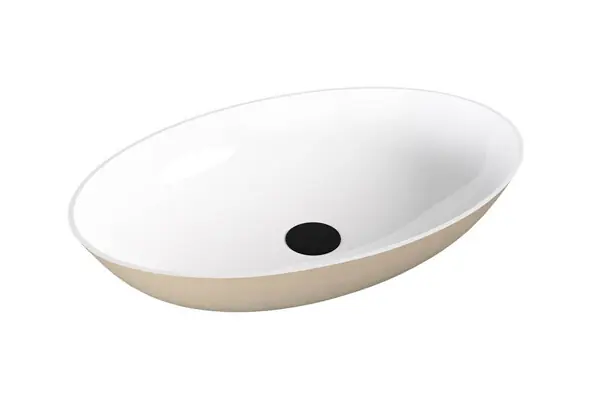 Akce Polysan BANERA OVAL umyvadlo na desku, litý mramor, 60x40cm, bílá/béžová mat