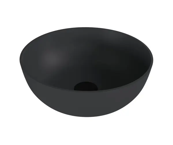 Značkový Polysan BANERA ROUND umyvadlo na desku, litý mramor, průměr 39cm, antracit mat