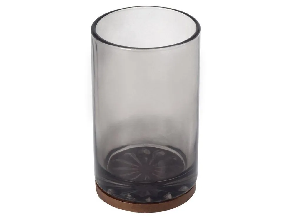 Zlevněný FIGO sklenka na postavení, kouřové sklo/dřevo - koupelny-sanita.cz