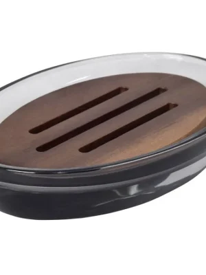 Sleva FIGO mýdlenka na postavení, kouřové sklo/dřevo - koupelny-sanita.cz