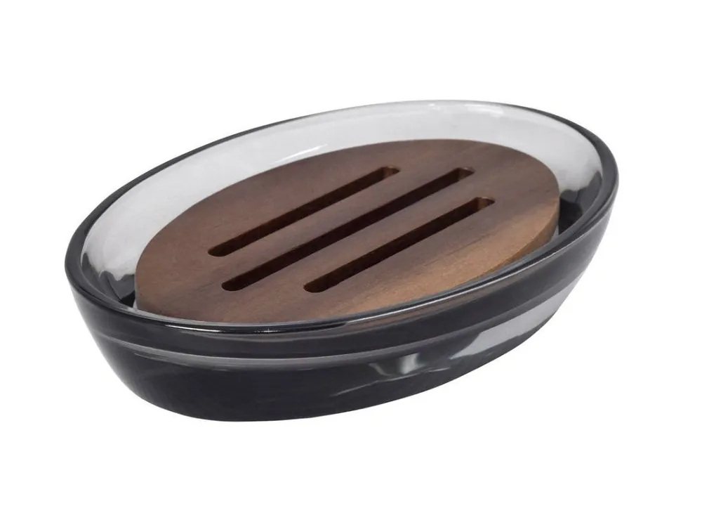 Sleva FIGO mýdlenka na postavení, kouřové sklo/dřevo - koupelny-sanita.cz