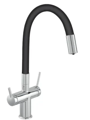 Akce Novaservis Filtrata Dřezová stojánková baterie s elastickým ramenem, černá-chrom - BFT41B