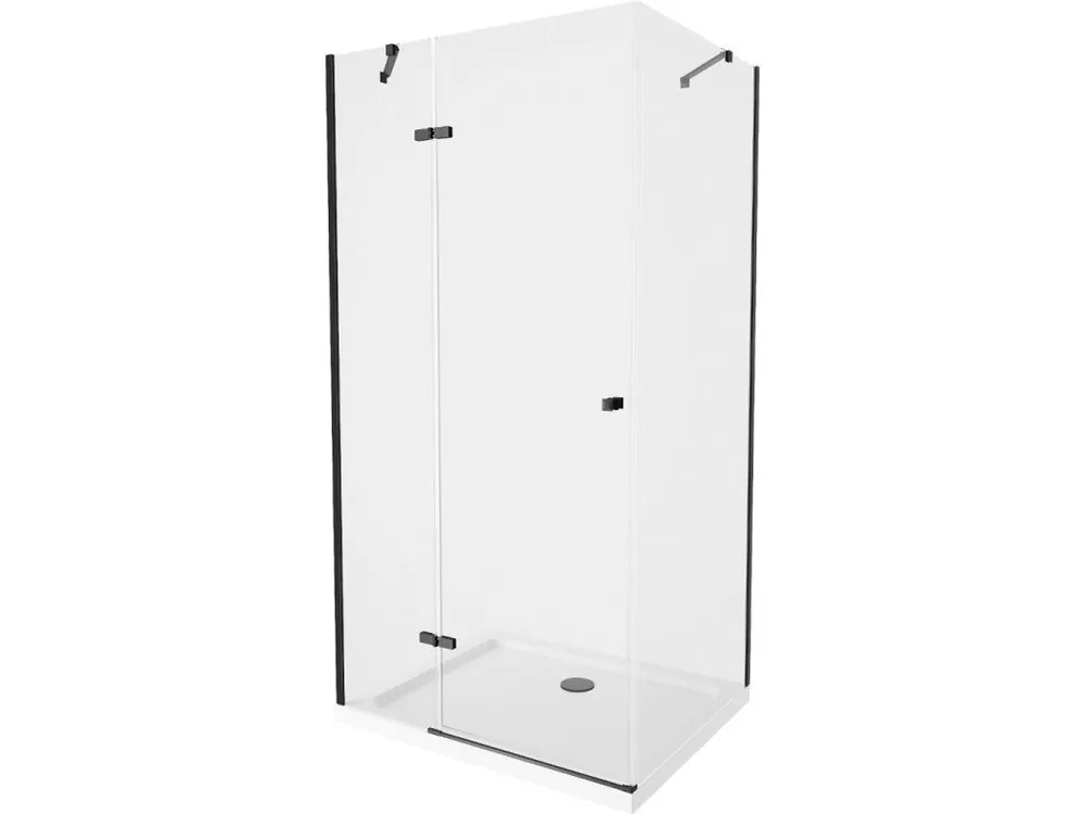 Značkový MEXEN/S - Roma sprchový kout 110x90, transparent, černá  + bílá vanička se sifonem 854-110-090-70-00-4010B