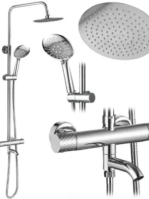 Značkový Rea Lungo Vanový set s termostatem a hlavovou sprchou metalický chrom