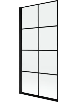 Značkový MEXEN - MIST vanová zástěna 90x150 cm 6mm 1-s, černá, dekor, levá 8A9-090-001-70-77-L