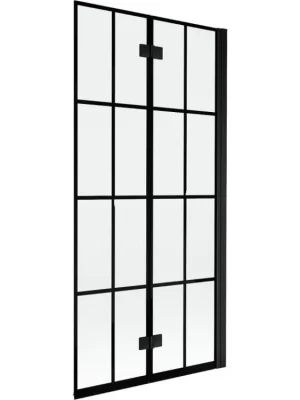 Akce MEXEN - MIST vanová zástěna 90x150 cm 6mm 2-s, černá, dekor, pravá 8A9-090-002-70-77-P