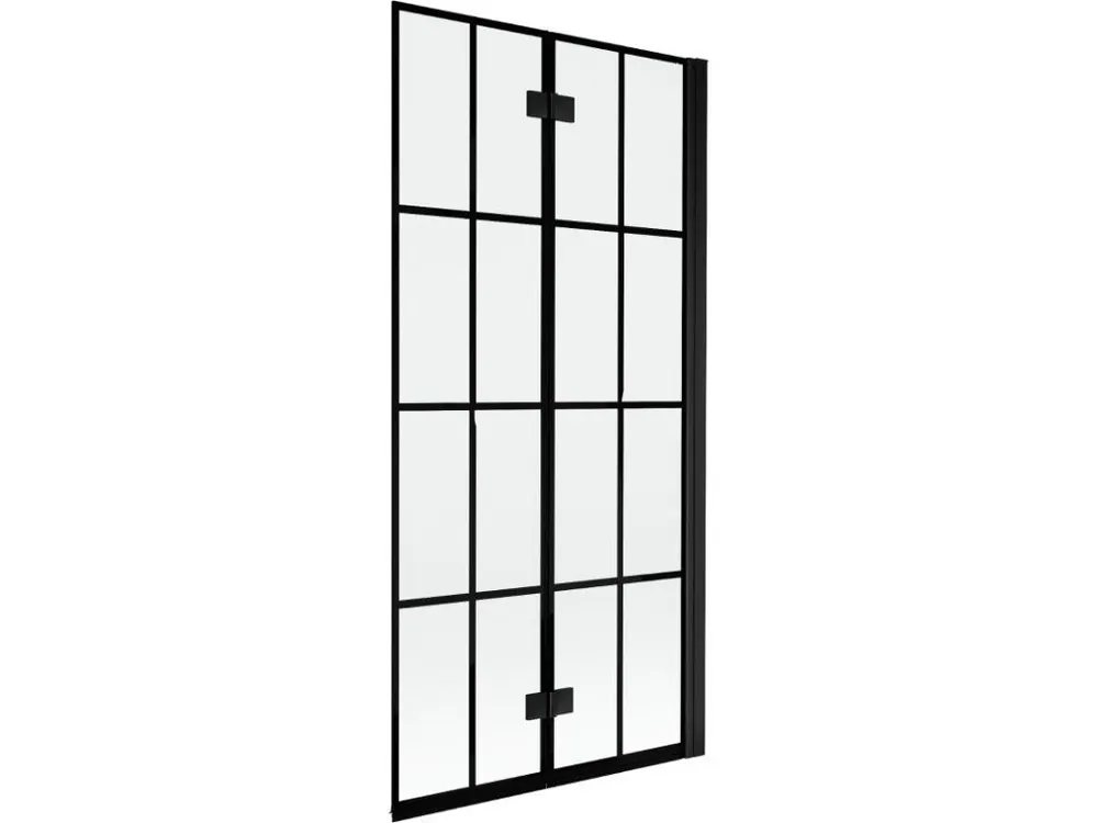 Akce MEXEN - MIST vanová zástěna 90x150 cm 6mm 2-s, černá, dekor, pravá 8A9-090-002-70-77-P