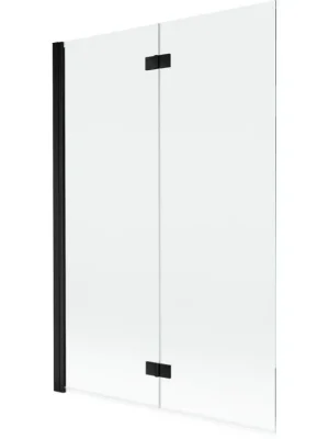 Akce MEXEN - MIST vanová zástěna 120x150 cm 6mm 2-s, černá, čirá, levá 8A9-120-002-70-00-L