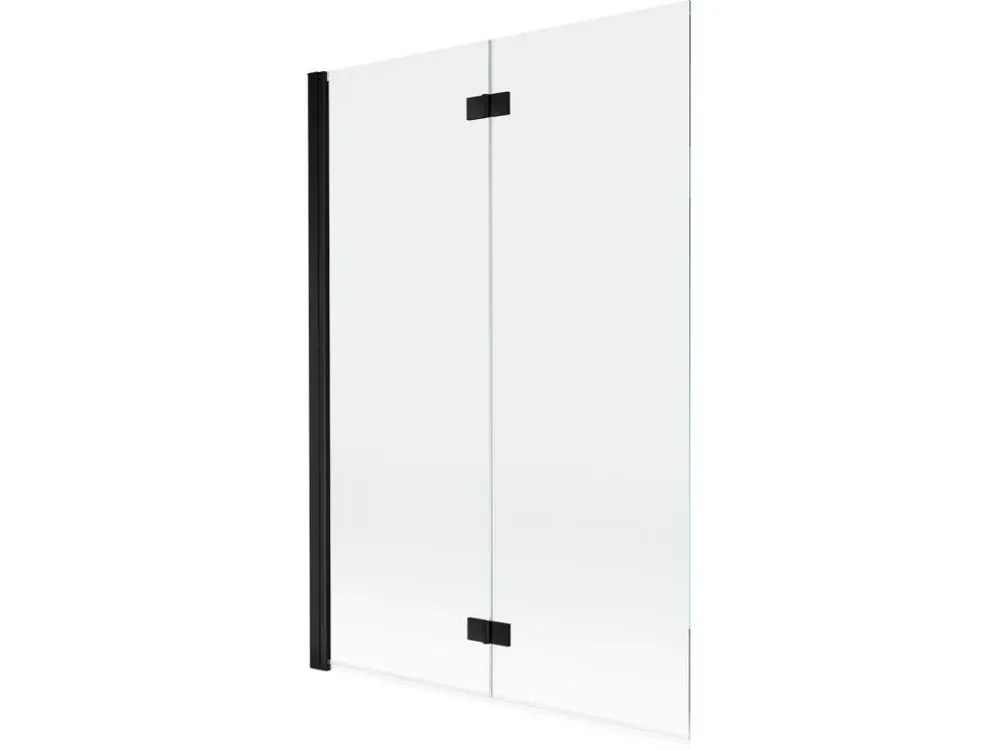 Akce MEXEN - MIST vanová zástěna 120x150 cm 6mm 2-s, černá, čirá, levá 8A9-120-002-70-00-L