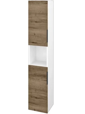 Značkový Vysoká skříň DOS SVD2O 35 - N01 Bílá lesk / Úchytka T07 / D21 Tobacco / Levé