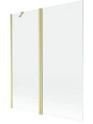 Značkový MEXEN - MIST vanová zástěna 140x150 cm 6mm f+s, zlatá kartáčovaná, čirá 8A9-140-011-55-00