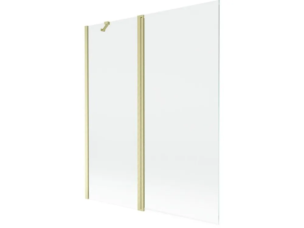 Značkový MEXEN - MIST vanová zástěna 140x150 cm 6mm f+s, zlatá kartáčovaná, čirá 8A9-140-011-55-00