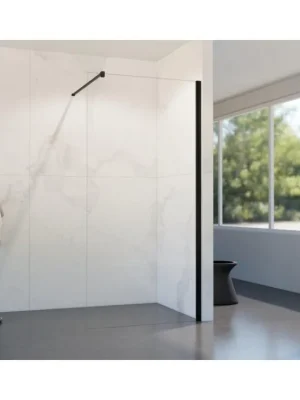 Akce Walk-in sprchový kout LAGOS BLACK NEW 200, 130, 200, Čiré bezpečnostní sklo - 8 mm, Černá - koupelny-sanita.cz