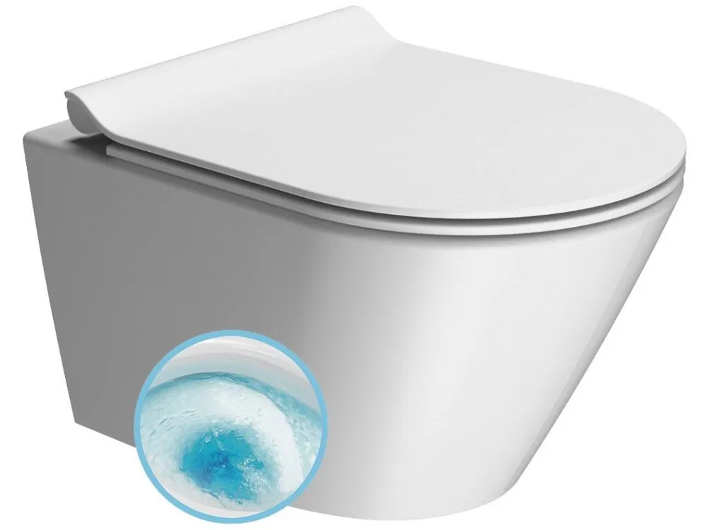 Vysoce Kvalitní KUBE X závěsná WC mísa, GeniusFlush, 36x50cm, bílá dual-mat