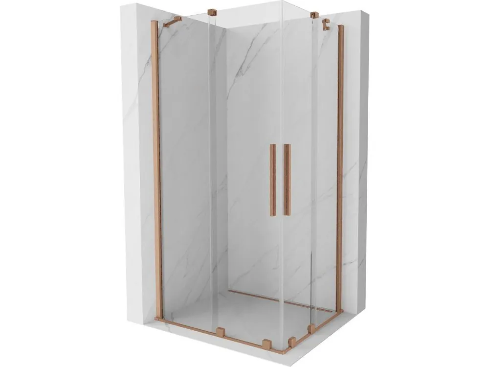 Akce MEXEN/S - Velar Duo čtvercový sprchový kout 90 x 80, transparent, měď kartáčovaná 871-090-080-02-65