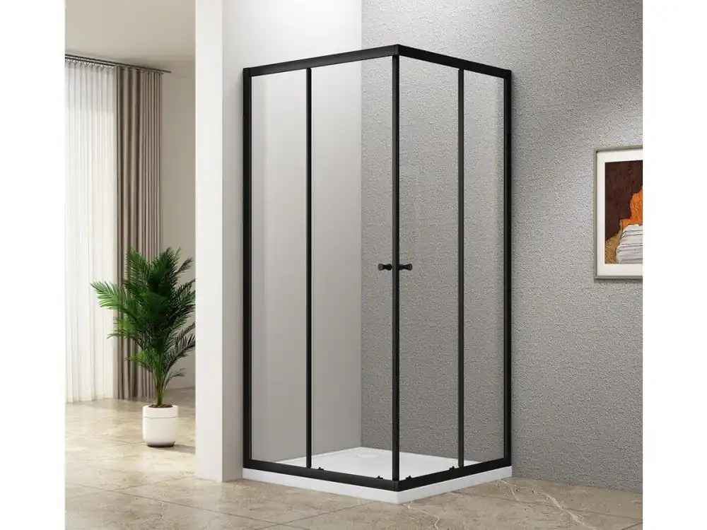 Zlevněný AGGA BLACK čtvercová sprchová zástěna 900x900mm, čiré sklo