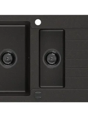 Akce MEXEN/S - Matias granitový dřez 1.5 s odkapávačem 900x505 mm, černá/zlatá metalik,+ černý sifon 6502901505-75-B