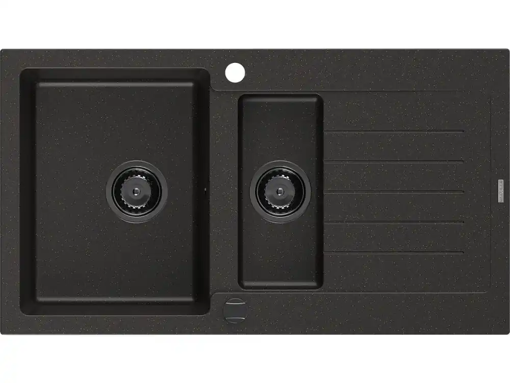 Akce MEXEN/S - Matias granitový dřez 1.5 s odkapávačem 900x505 mm, černá/zlatá metalik,+ černý sifon 6502901505-75-B