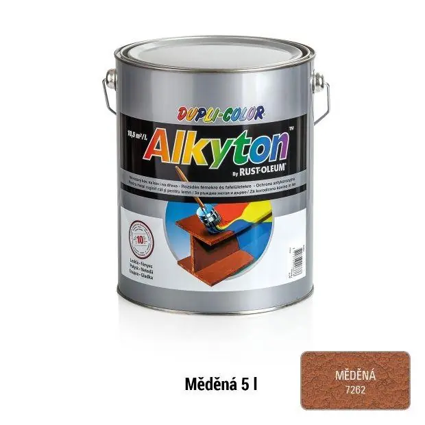 Značkový ALKYTON kladívková barva měděná 5l
