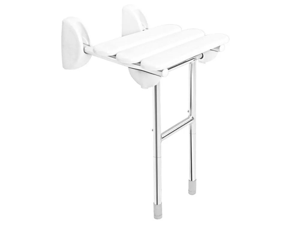 Omezená Nabídka HANDICAP sklopné sedátko do sprchového koutu s podpěrou, 38x36cm, bílá - koupelny-sanita.cz