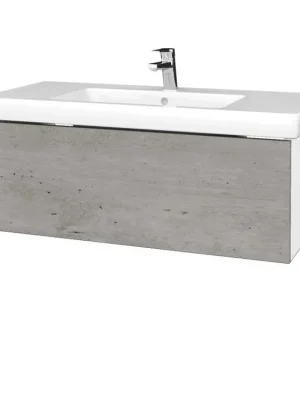 Zlevněný Koupelnová skříňka VARIANTE SZZ 100 pro umyvadlo Subway 2.0 - N01 Bílá lesk / D01 Beton