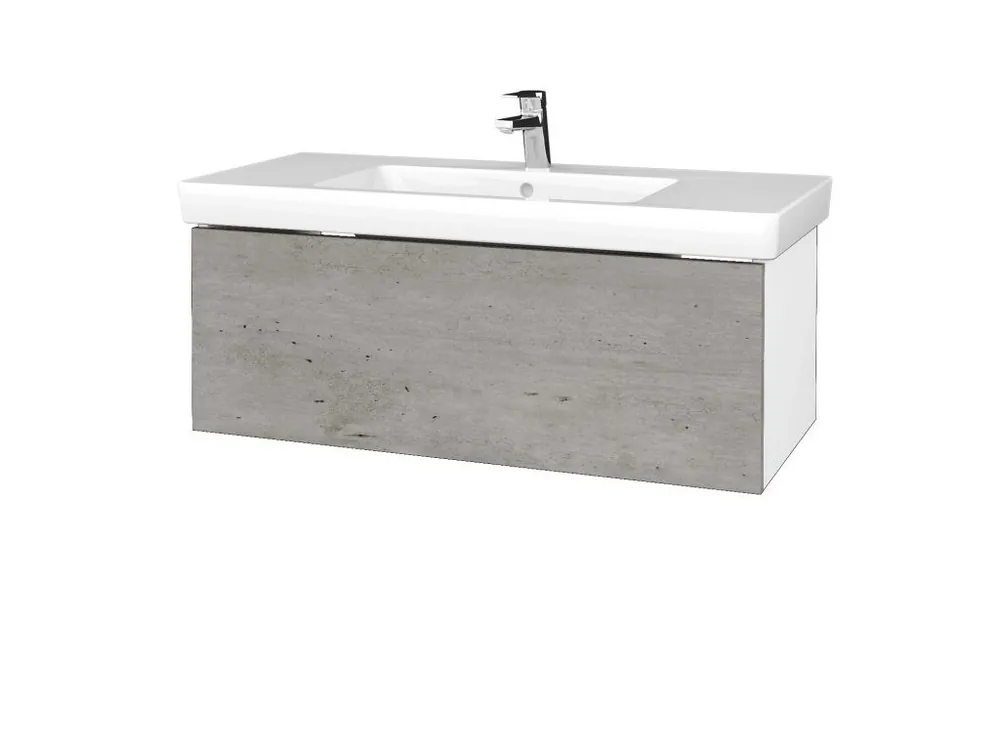Zlevněný Koupelnová skříňka VARIANTE SZZ 100 pro umyvadlo Subway 2.0 - N01 Bílá lesk / D01 Beton