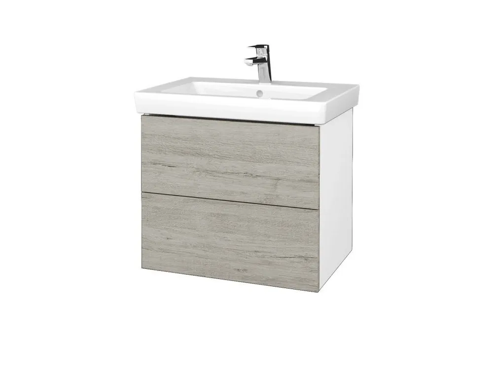 Značkový Koupelnová skříňka VARIANTE SZZ2 65 pro umyvadlo Subway 2.0 - N01 Bílá lesk / D05 Oregon