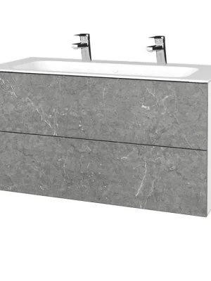 Akce Koupelnová skříňka VARIANTE SZZ2 100 pro umyvadlo Finion se 2 otvory pro baterii - N01 Bílá lesk / D20 Galaxy