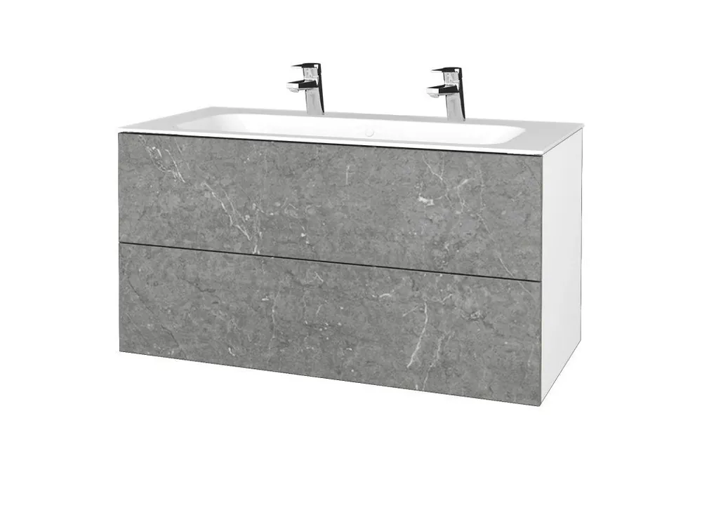 Akce Koupelnová skříňka VARIANTE SZZ2 100 pro umyvadlo Finion se 2 otvory pro baterii - N01 Bílá lesk / D20 Galaxy