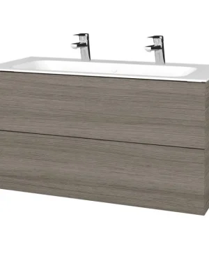 Zlevněný Koupelnová skříňka VARIANTE SZZ2 100 pro umyvadlo Finion se 2 otvory pro baterii - D03 Cafe / D03 Cafe